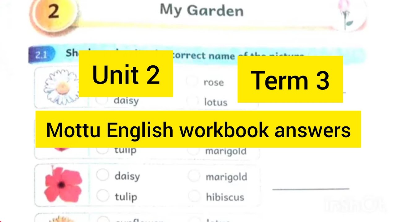 Term 3  class 2 Unit 2 My garden Mottu English workbook answers Ennum Ezhuthum