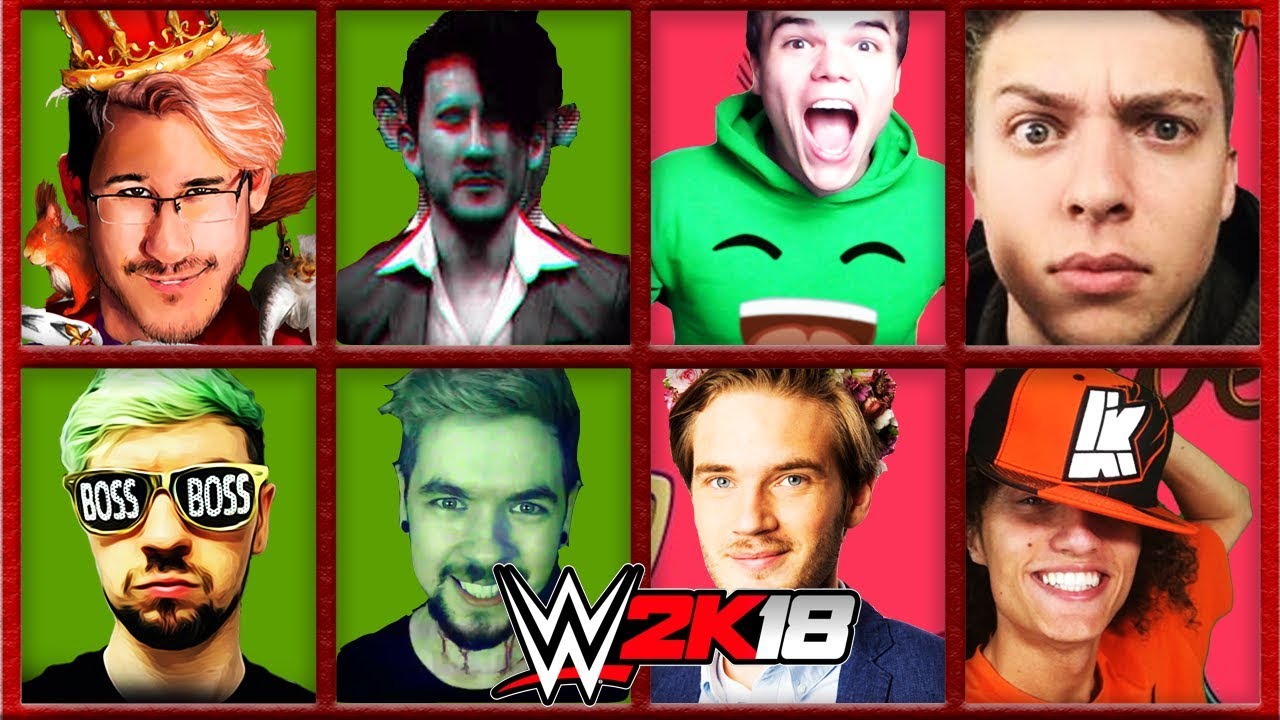 Kwebbelkop, Jelly, Slogoman и Pewdiepie против JackSepticEye, Markiplier, AntiSeptiplier | WWE 2K18