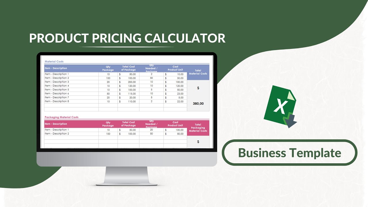 Product Pricing Calculator Excel Template