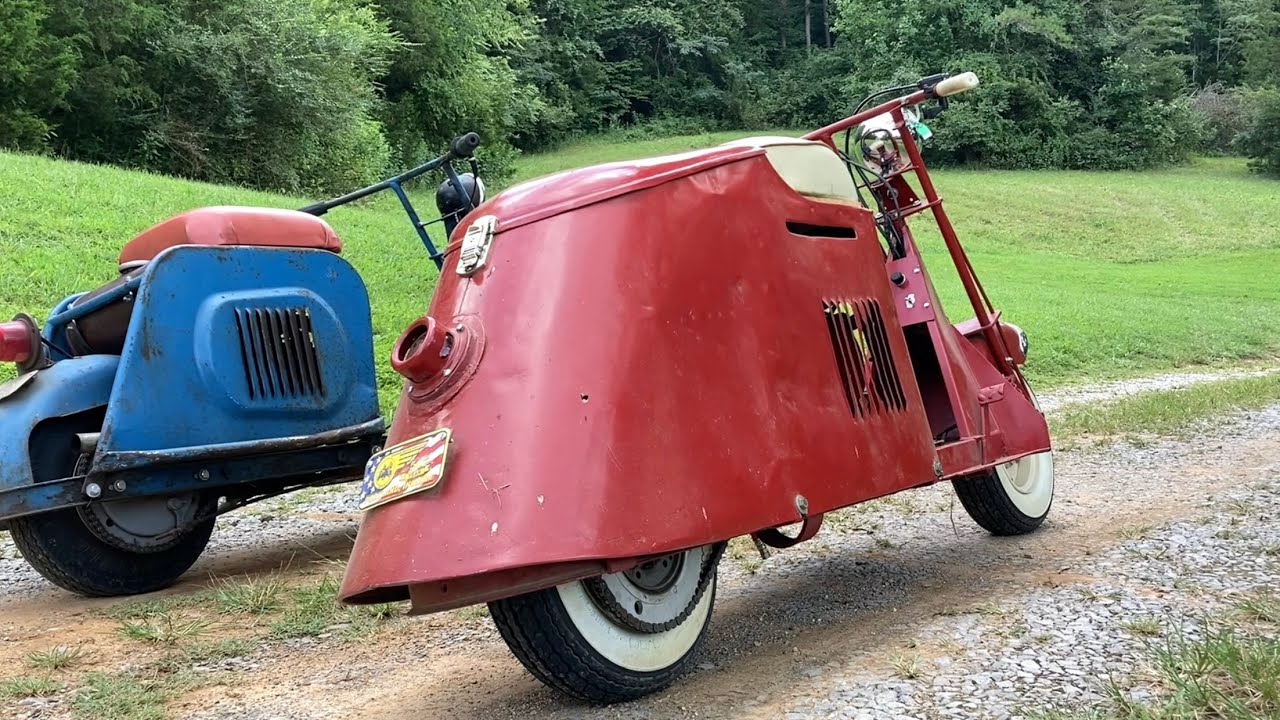Antique Cushman Scooter Comparison. 
