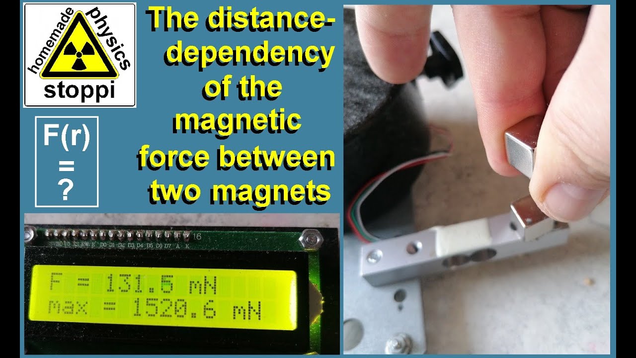 Distance dependency of the magnetic force between two magnets - Abstandsabh&auml;ngigkeit der Magnetkraft