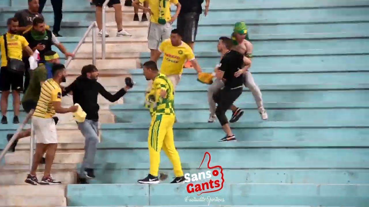 شاهد حصريا المشادات العنيفة بين الأمن التونسي وجماهير شبيبة القبائل في مباراة الترجي