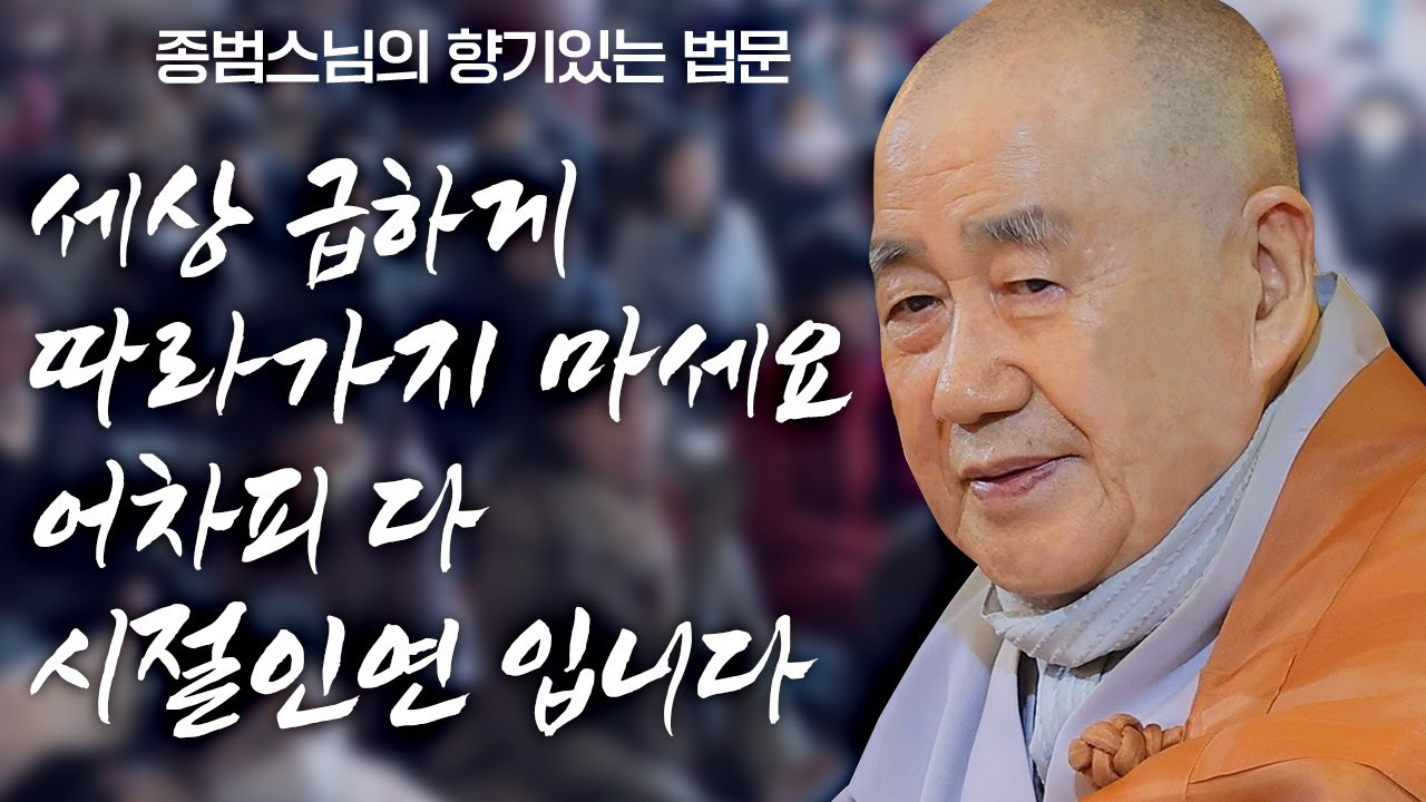 세상 급하게 따라가지 마세요 어차피 다 시절인연 입니다 [종범스님의 향기로운 법문] #종범스님 #불교 #인생