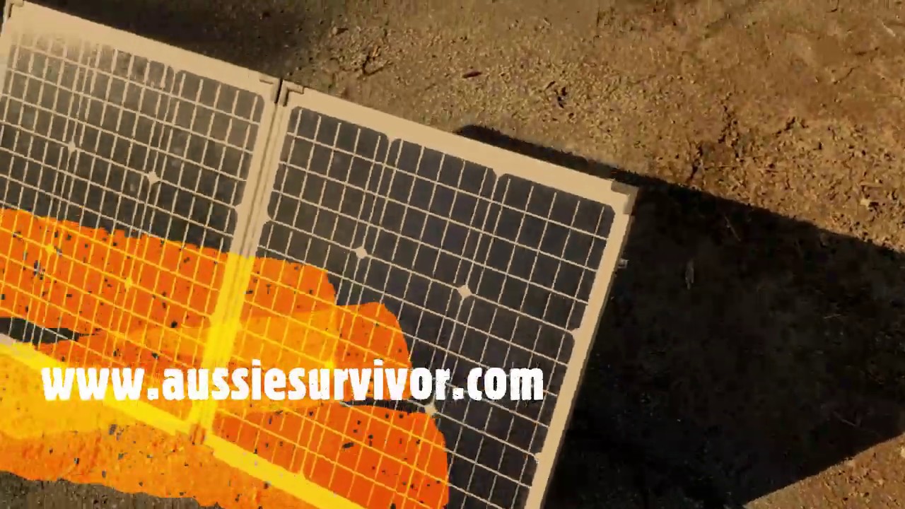 Solar Panel Set Up With Portable Camping Fridge. 