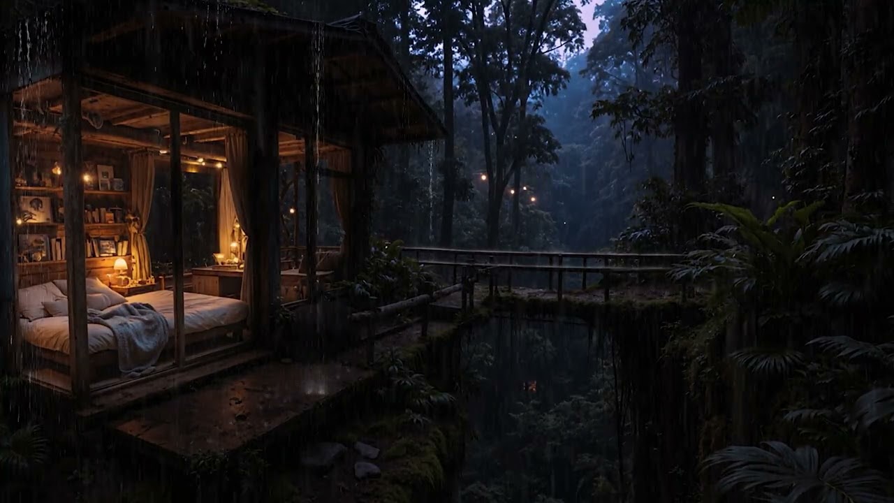 Peaceful Forest Rain Embracing a Cozy Night Cabin 🌧️🌲 | Deep Sleep & Calm