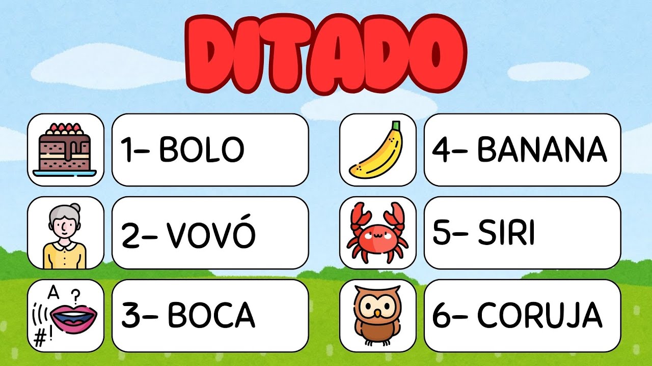 Aprender a ler e escrever | Palavras simples | Ditado para treinar escrita | Ditado para 1 e 2 ano