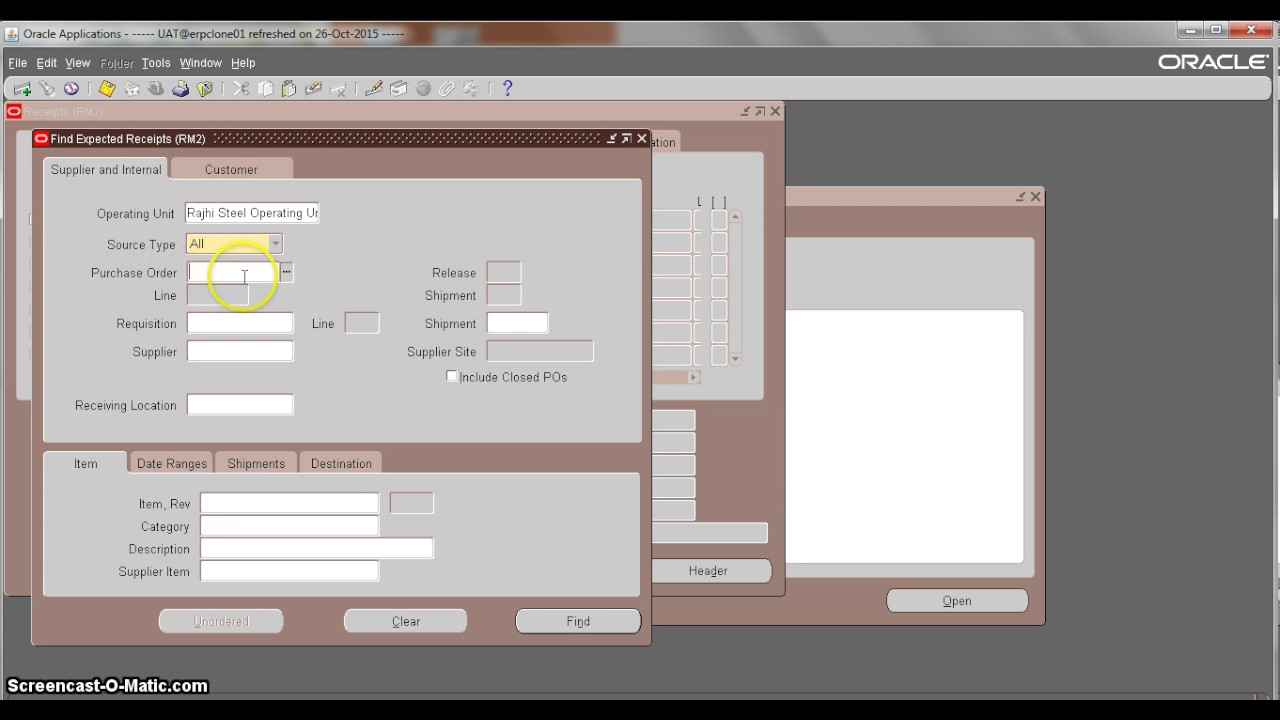 Oracle EBS , Inventory Cycle , ( 1 )  Receiving ( By Shareef Muhammad )
