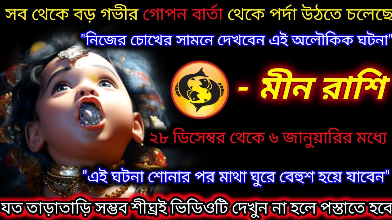 মীন রাশি♓ সব থেকে বড় গভীর গোপন বার্তা থেকে পর্দা উঠতে চলেছে | 28 December – 6 January 2026