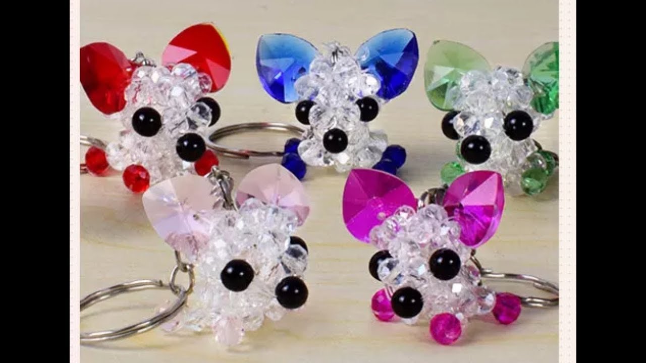 DIY kawaii bead Chihuahua keychain 水晶串珠教学 可爱的水晶吉娃娃挂饰