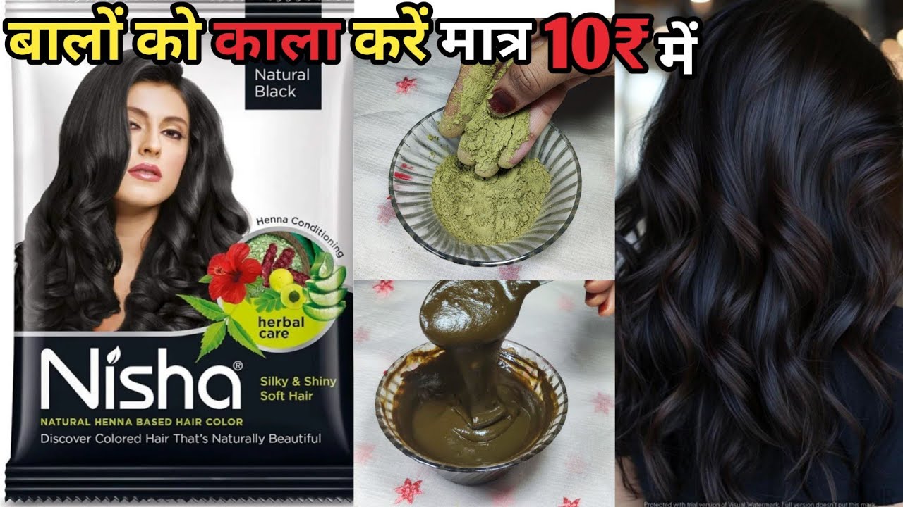 Nisha Natural Henna Based Hair Colour Review 🌿| Natural Black | How to make hair mask | mehndi