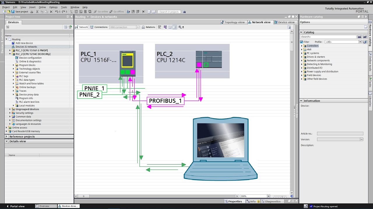 SIEMENS CPU to CPU S7 Routing: PN/IE to PROFIBUS