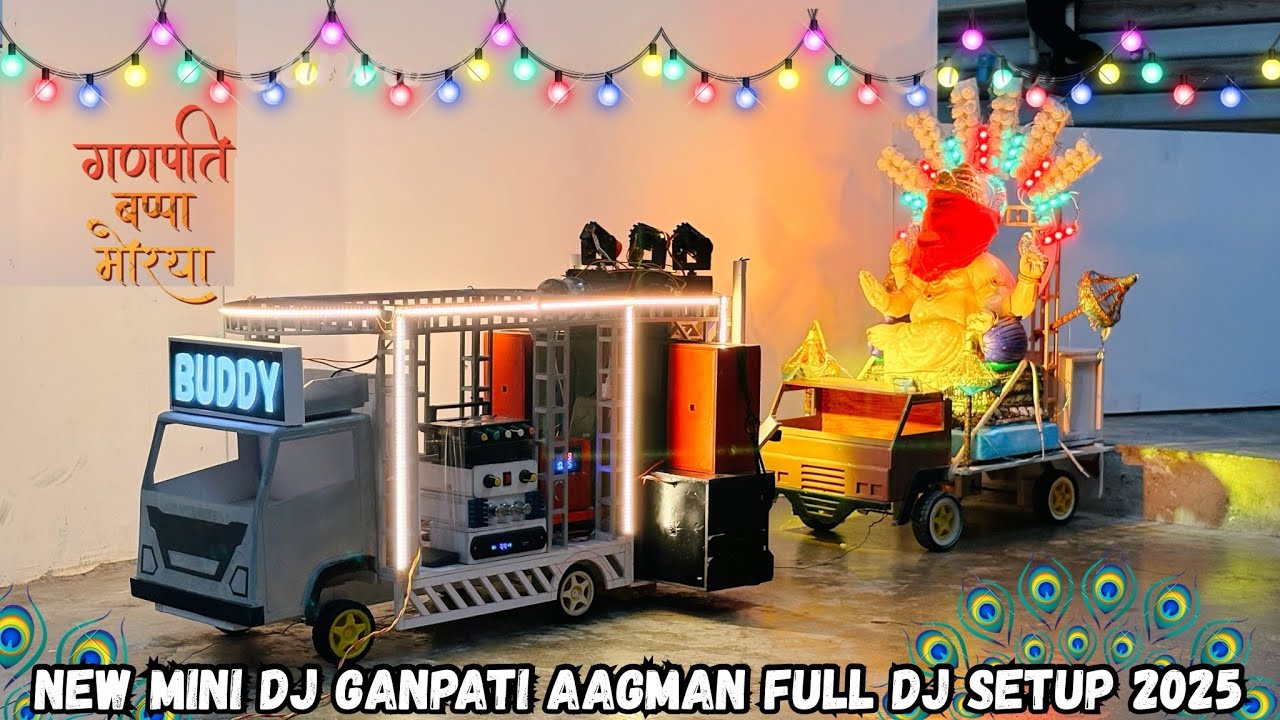 DIY mini dj Ganesh Chaturthi big truck loading | Real Mini Dj Ganpati lights decoration idea at home
