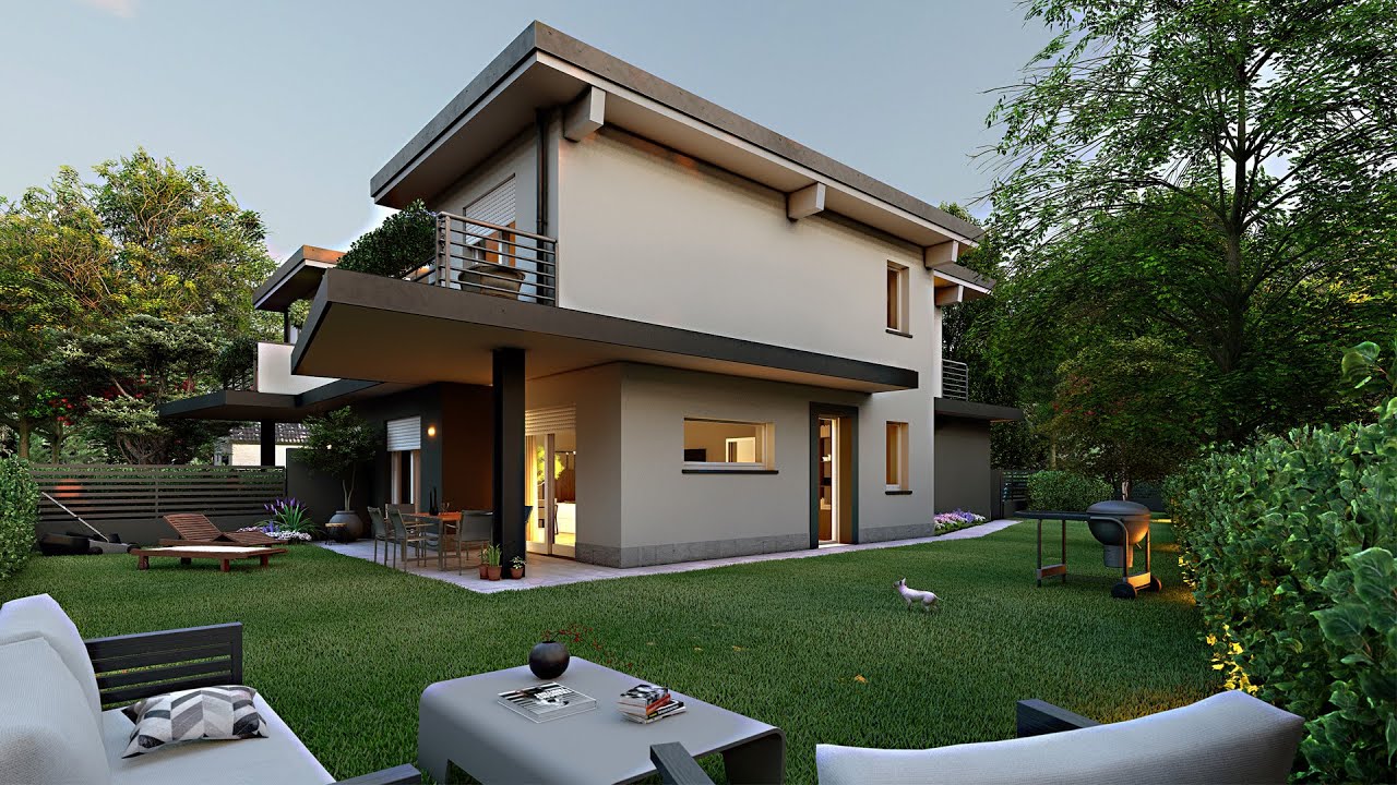 Rendering villa bifamiliare