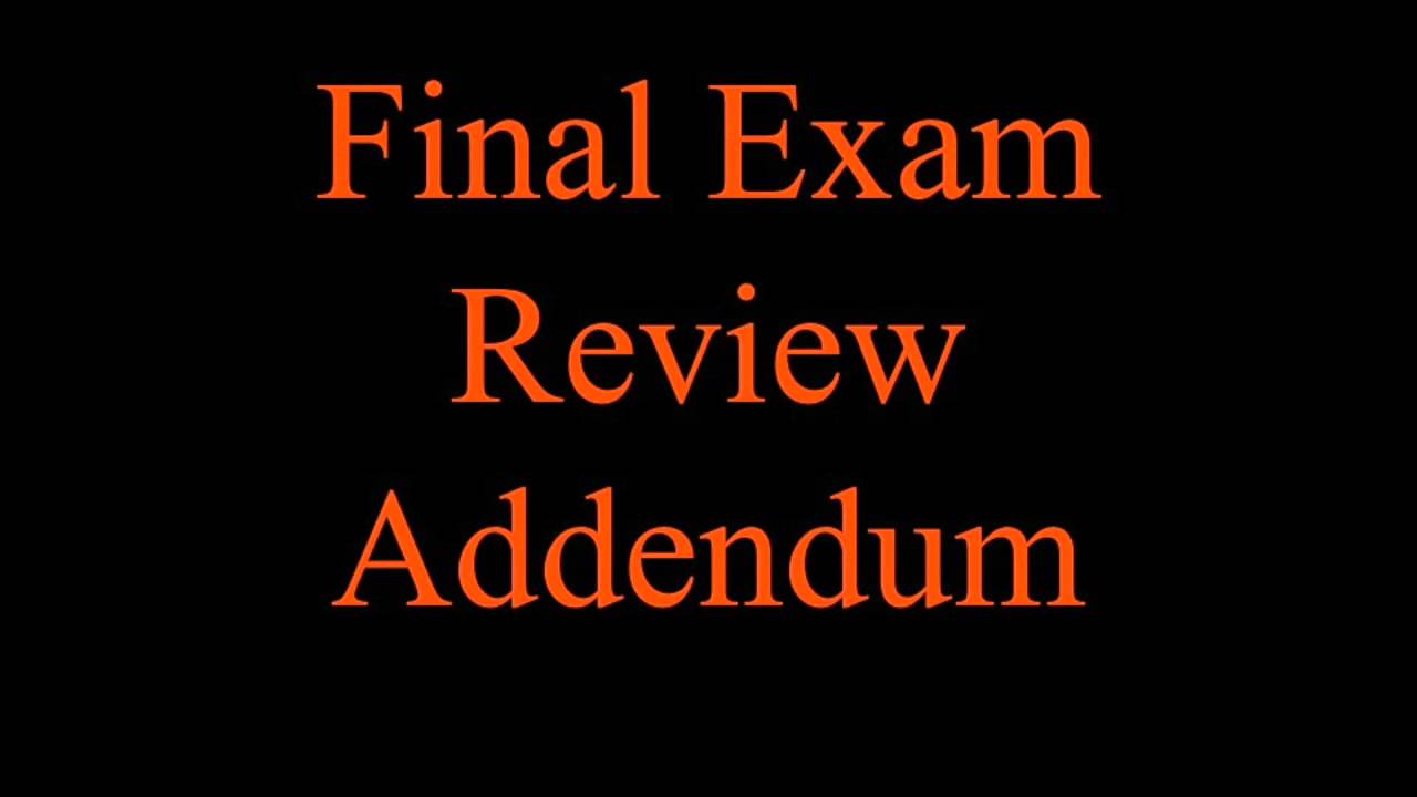 Final Exam Review Chemistry Addendum