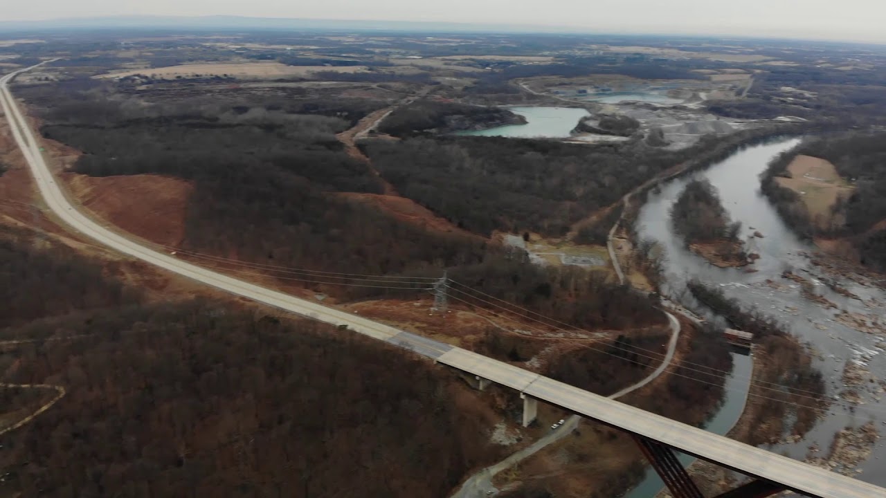 Very High Panoramic Drone Video Route 9 Bypass West Virginia