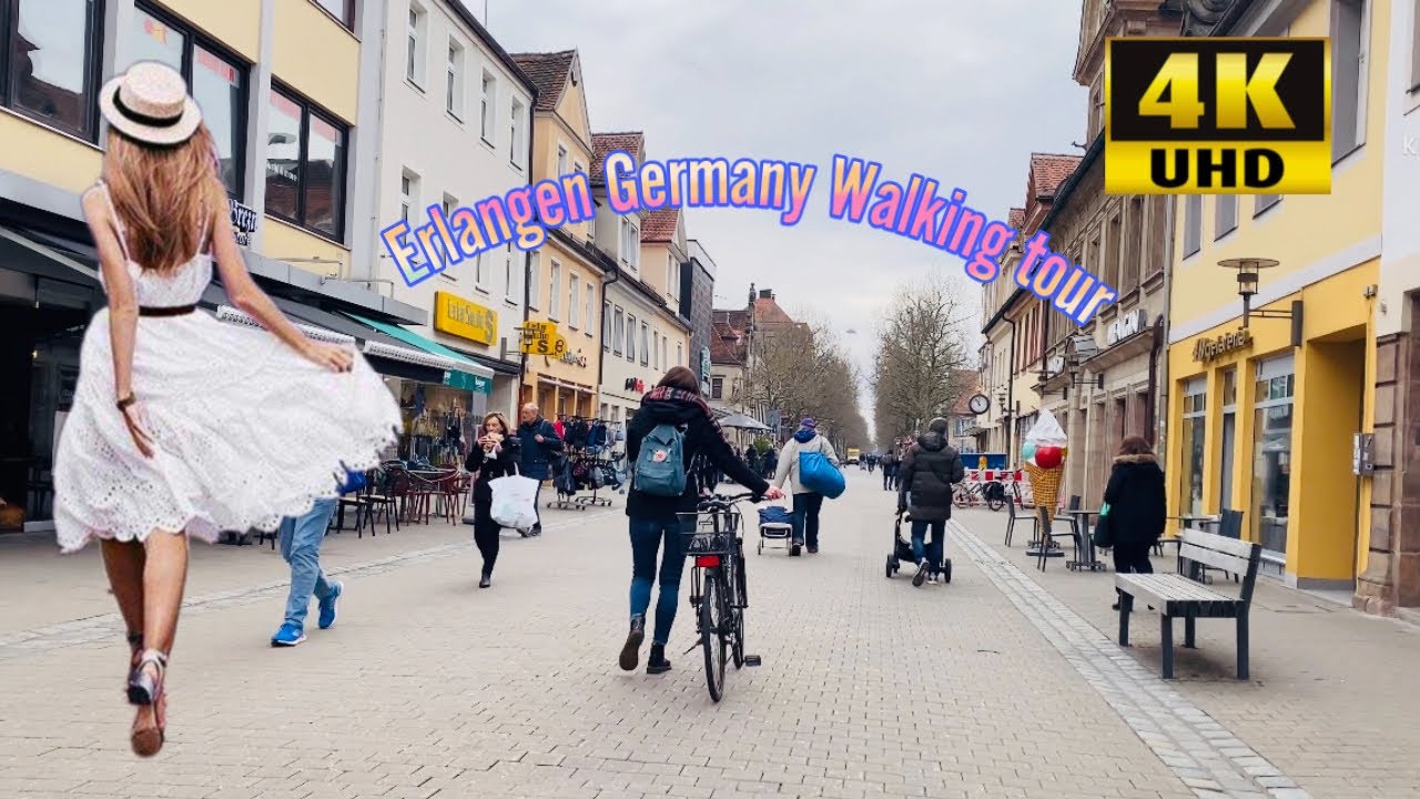 14. GERMANY - ERLANGEN CITY WALKING TOUR 4K. Du lịch Đức - tham quan thành phố làng đại học