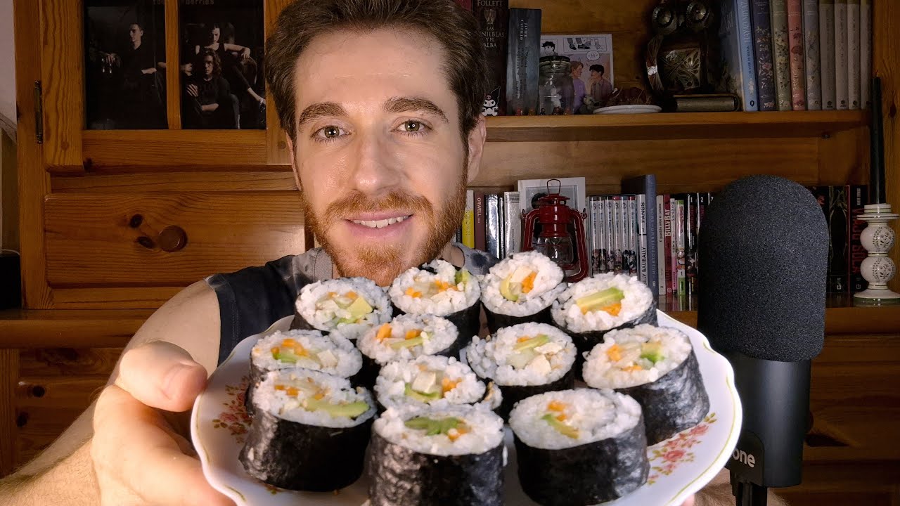 [ASMR] 🍣 Sushi maki veggie 🌱 | Susurros, eating sounds