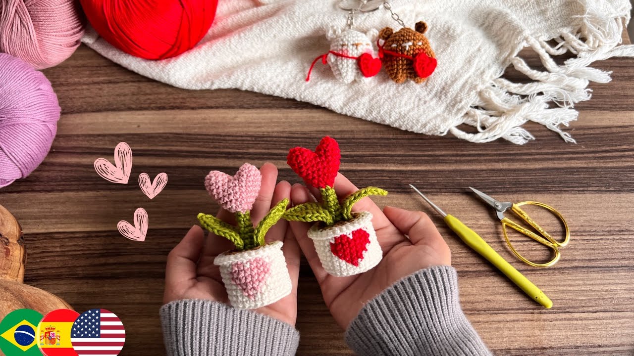 Plantita de Corazón | Crochet Ideas San Valentín❤️