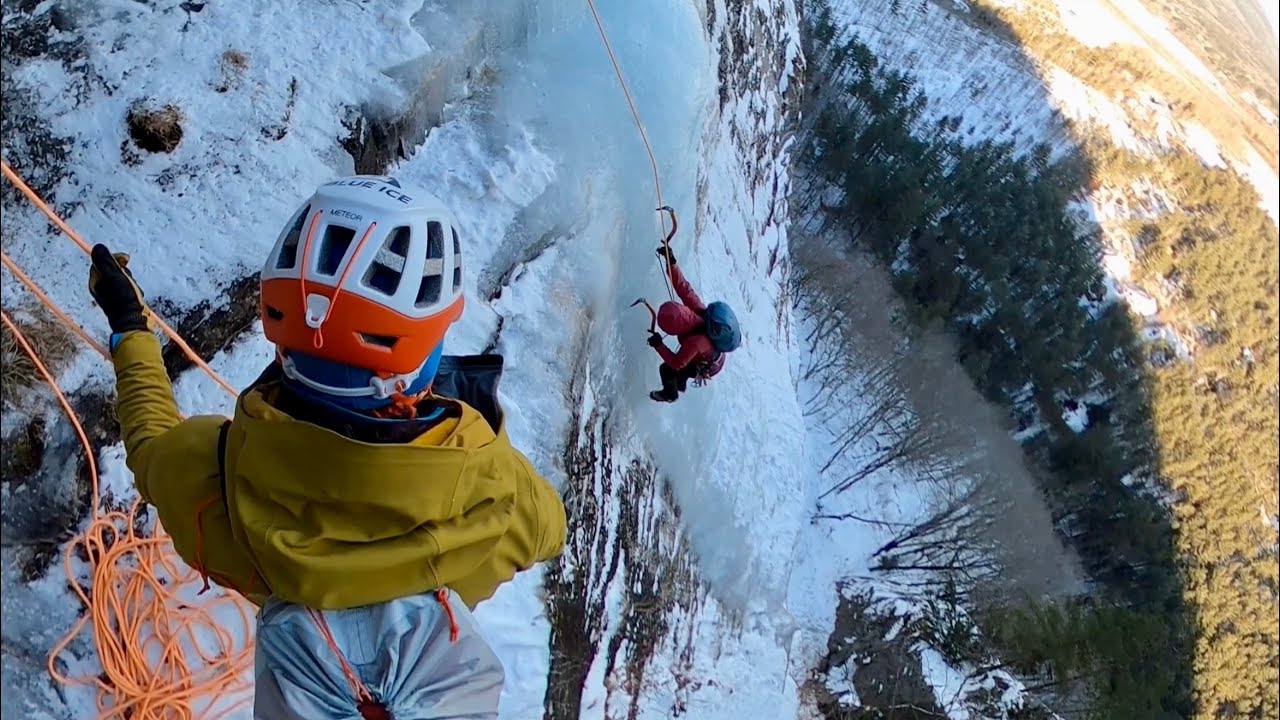 Goofer’s Delight, Cathedral Ledge 01.28.25 | New Hampshire Ice Climbing POV #climbing #mountains 