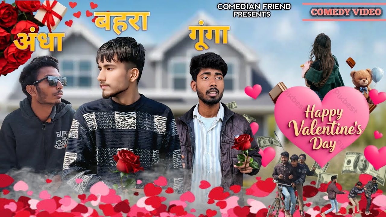 🤯अंधा बहरा गूंगा का VALENTINES DAY💝 || COMEDY VIDEO || DESI COMEDY || #comedy #funny 