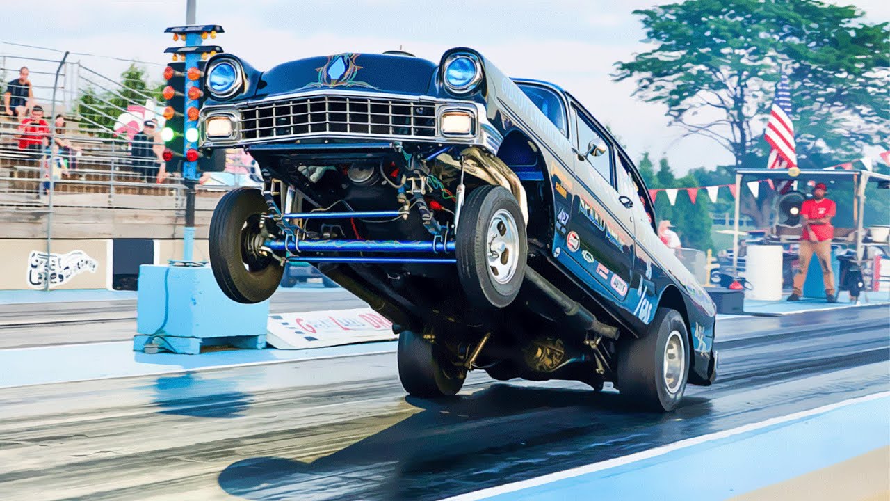 Vintage Drag Racing Cars at Night of Fire Event