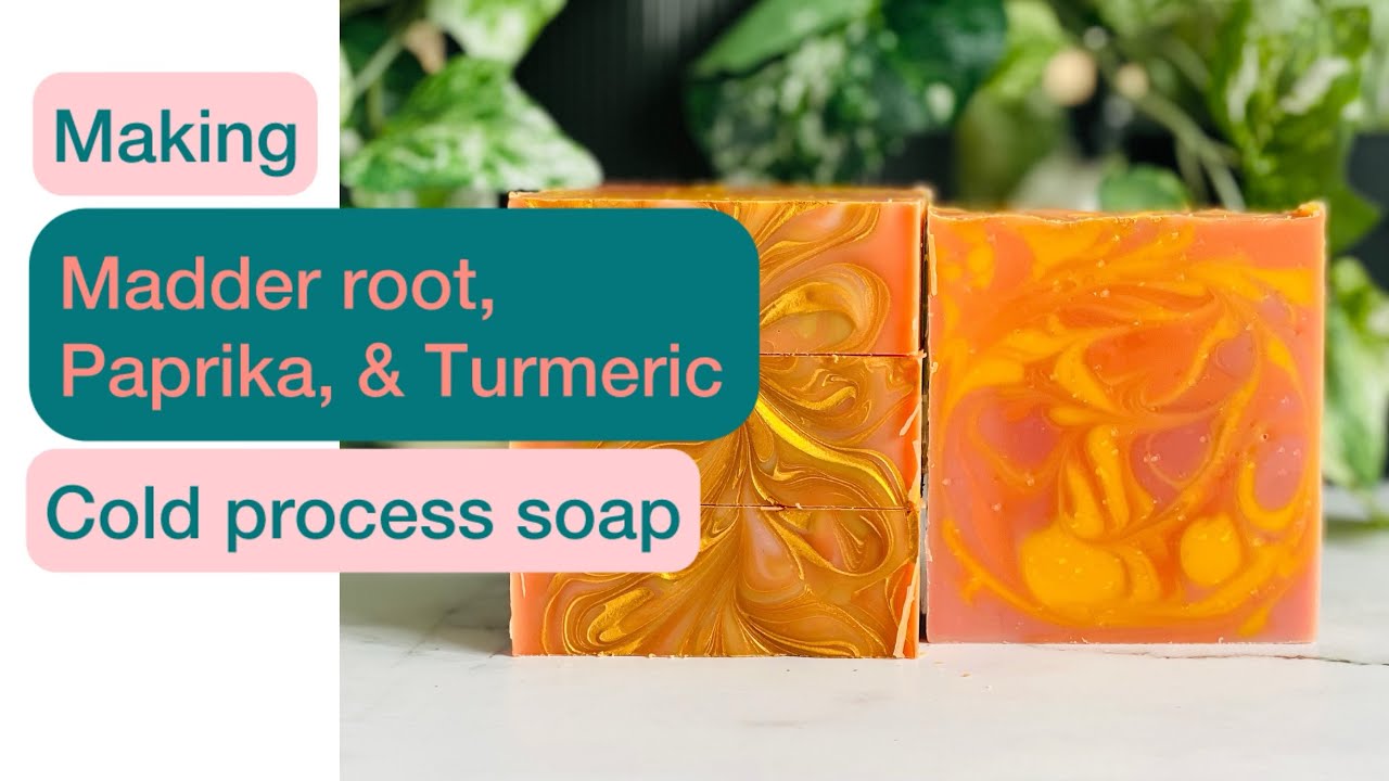 Making Madder Root, Paprika, and Turmeric cold process soap
