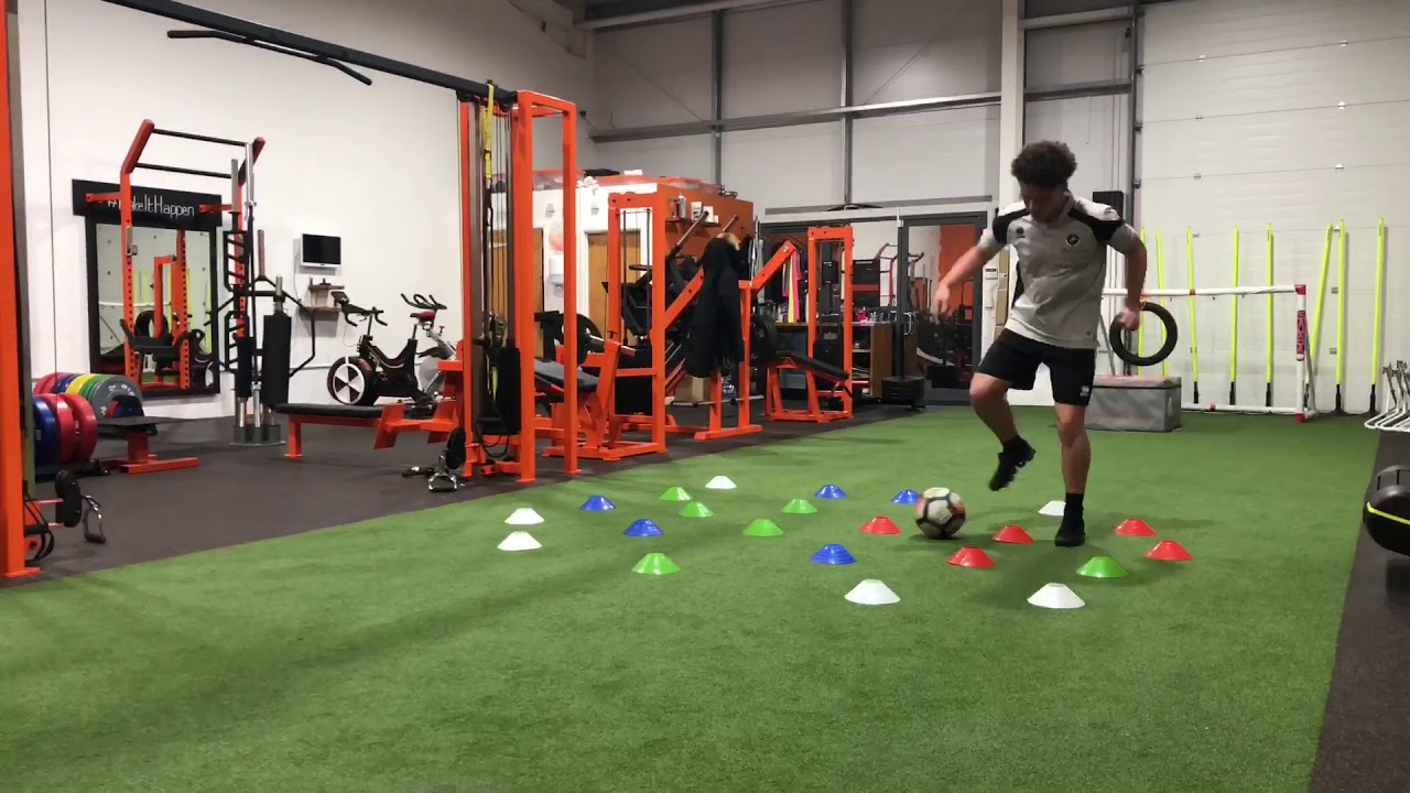 Jay Barton of Millwall FC showing off his footwork and control at Studio 9 Fitness