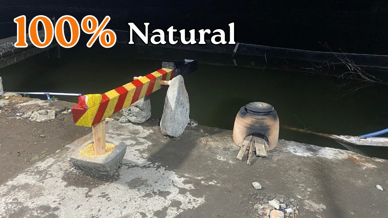 Stone mortar and pestle for grinding corn using water power.