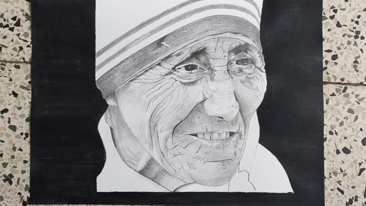 Mother teresa drawing step by step | pencil sketch