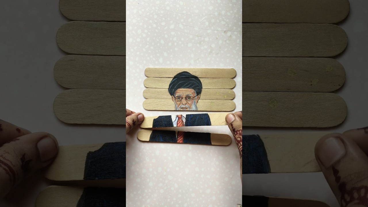 Br Ambedkar and Ayatollah ali khamenei 😭 painting on stick 😱 #ayatollah #painting #shorts #art #rip