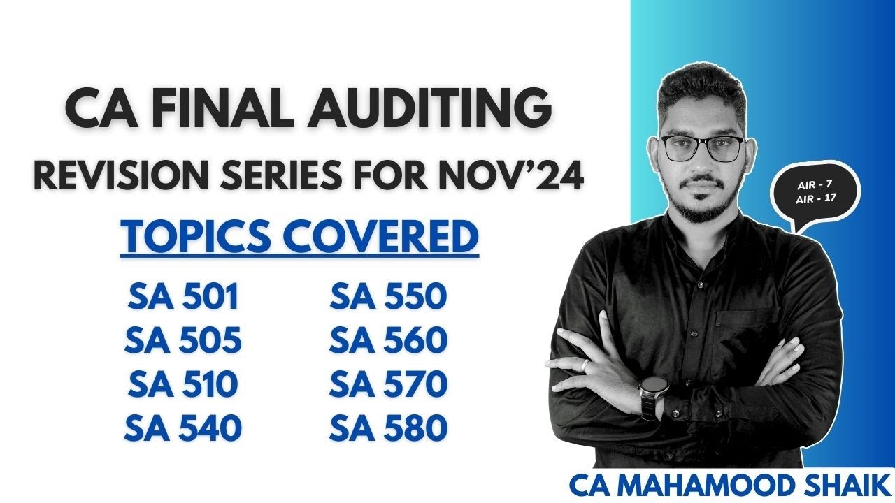 9 | CA FINAL AUDIT REVISION SERIES| SA 500 series| CA Mahamood Shaik