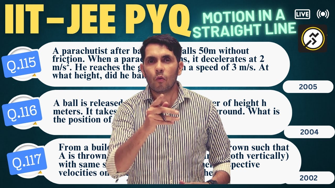 IIT JEE PYQs Q.115-117 Motion in a straight line JEE Mains Advanced NEET CBSE Boards Tesla Classes