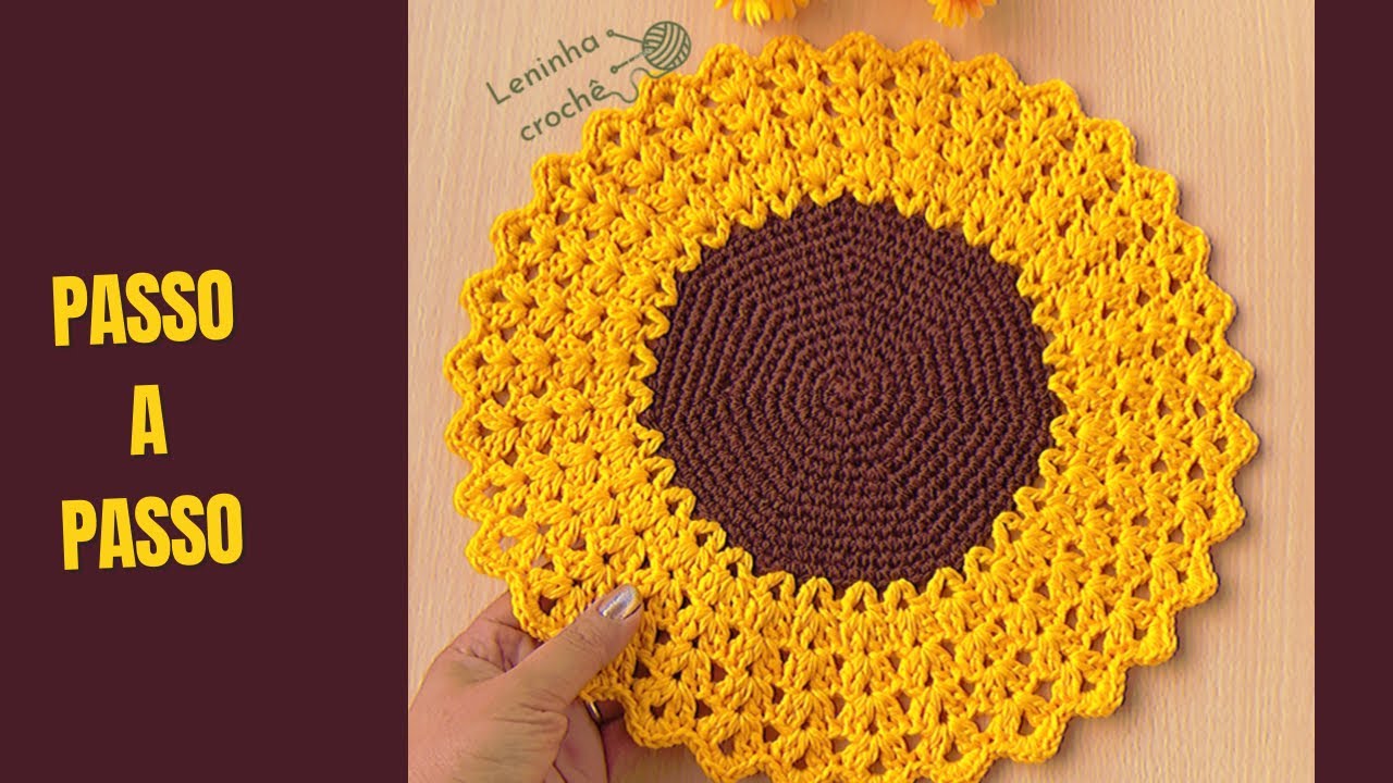 Sousplat de crochê girassol 🌻