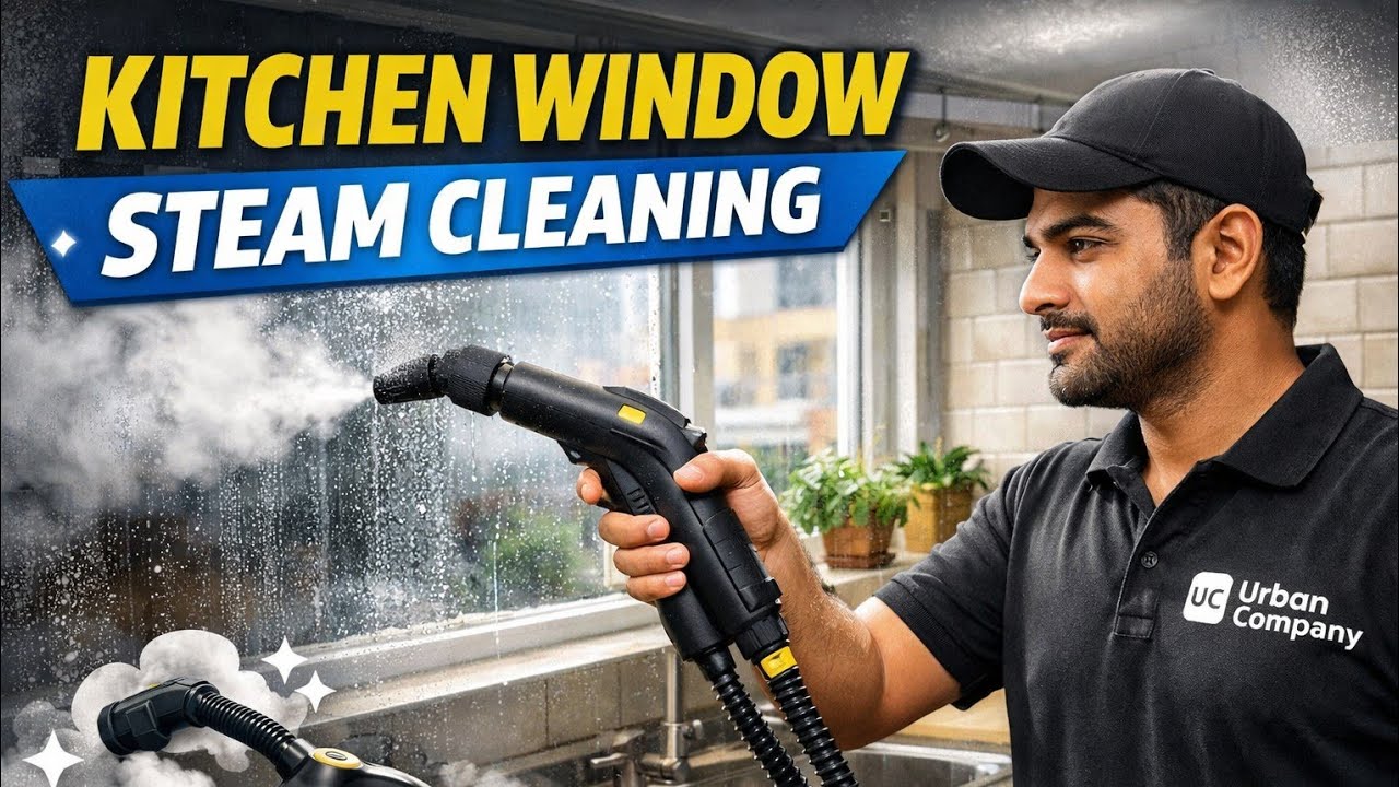 Kitchen Window Steam Cleaning 😱 | Urban Company Deep Cleaning | Satisfying Video