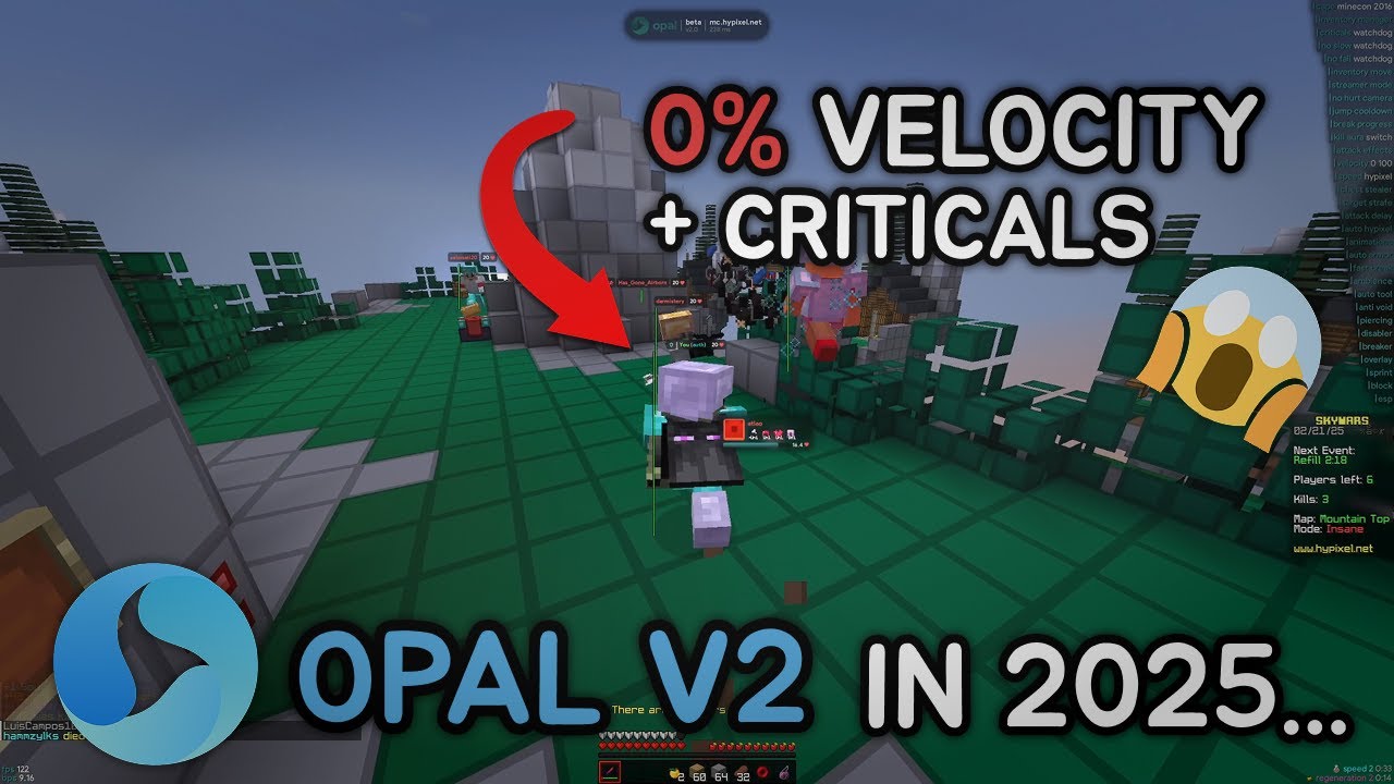 HACKING ON HYPIXEL IN 2025 (FULL 0% Velocity, Criticals, Strafe, etc.) | Opal v2.0