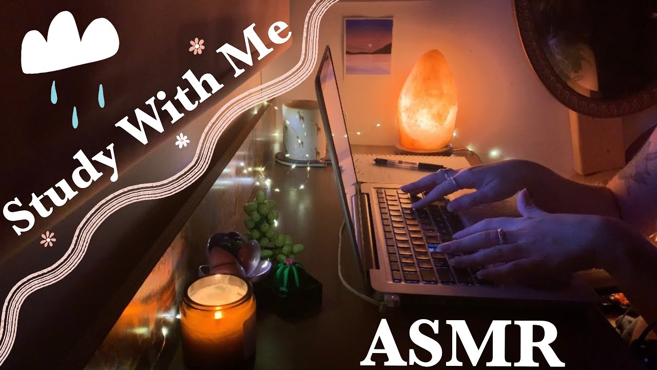 Cosy ASMR | Study with me📚• Keyboard tapping • Rain sounds • Page turning • Pen on paper 📝