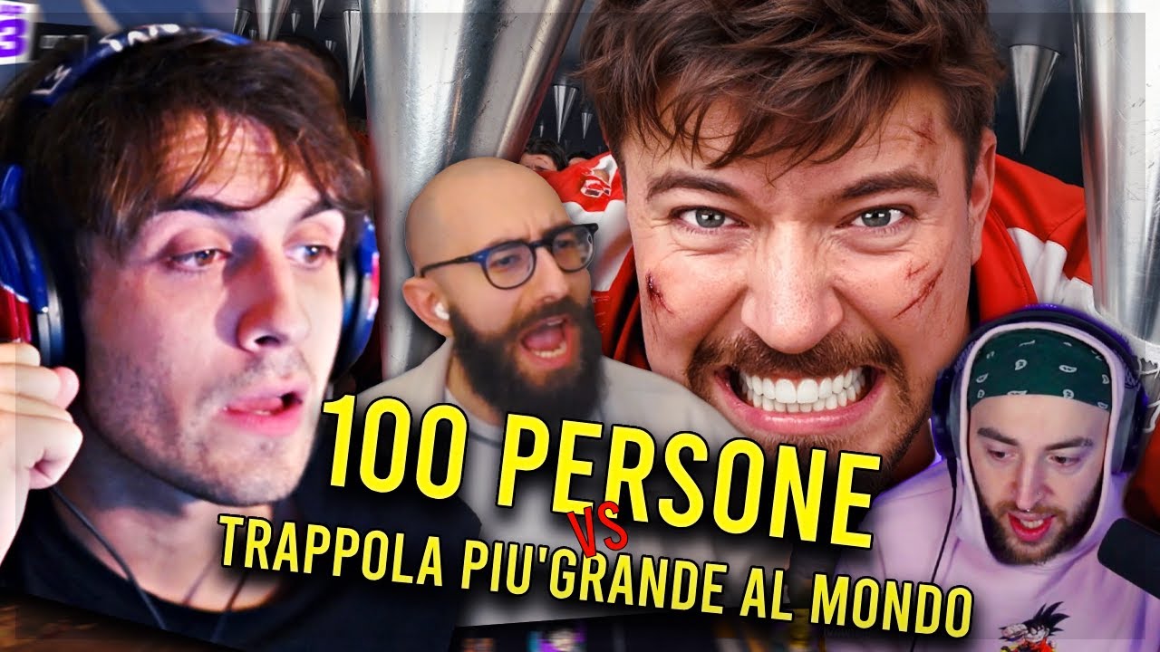 REACTION a MR BEAST ! 100 PERSONE VS TRAPPOLA PIU' GRANDE AL MONDO ! Con Marza e Pesh