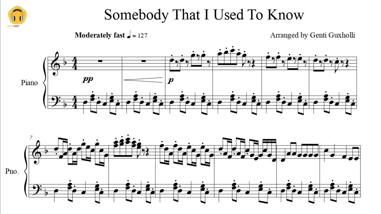 Somebody That I Used To Know by Gotye ft. Kimbra (Piano Solo/Sheets)