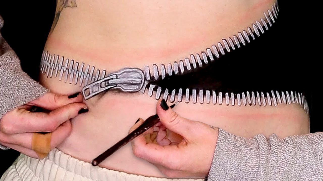 Amazing Body Art Illusion! | Zipper Stomach Makeup