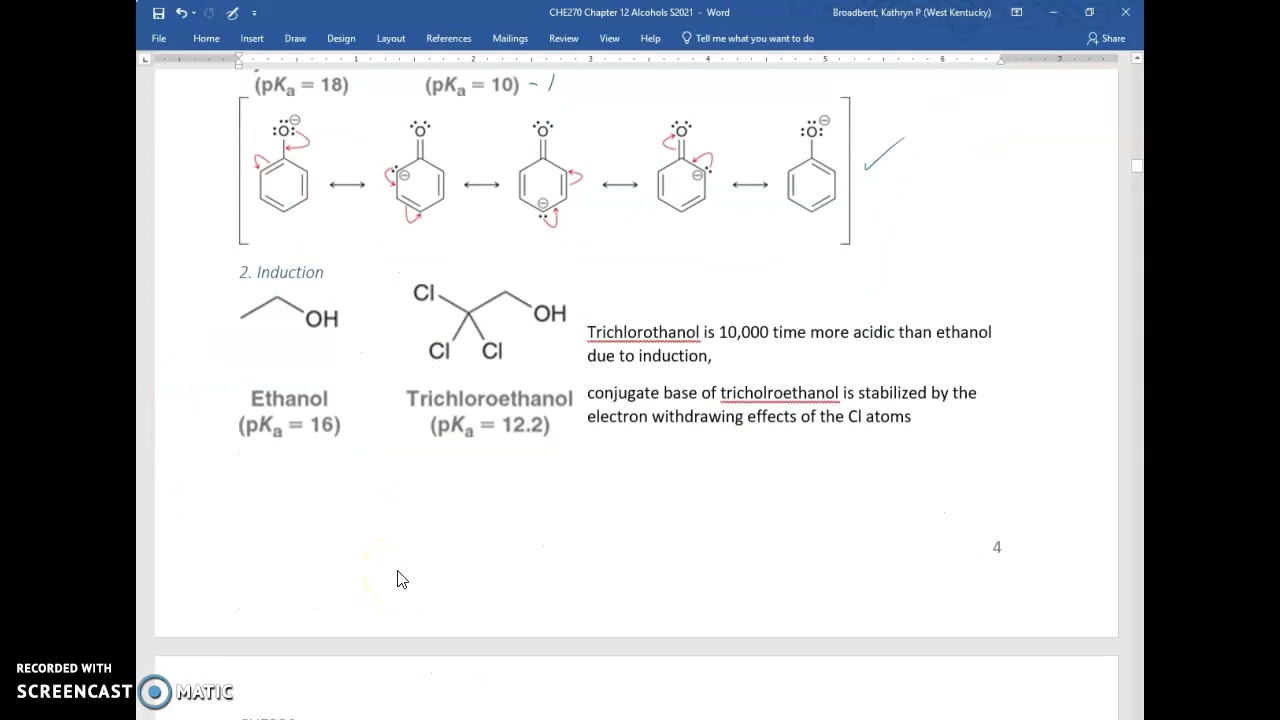 280 12.2 Acidity of alcohols and Phenols