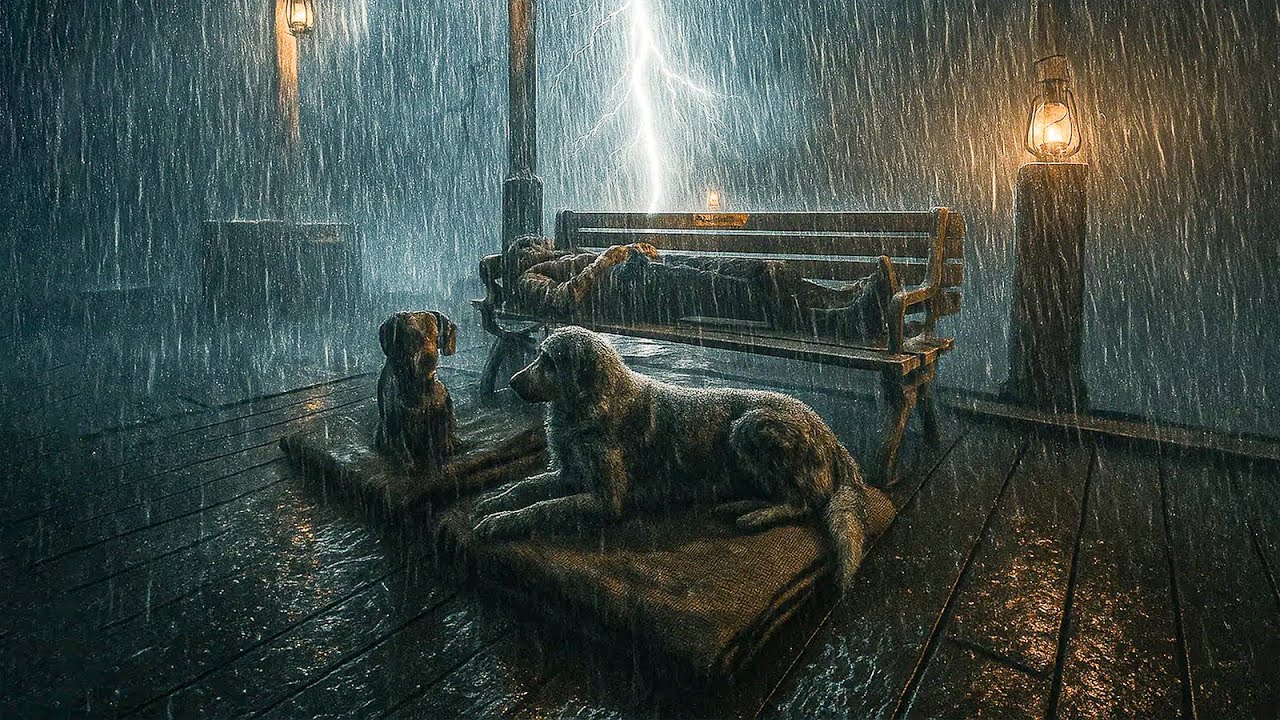 Camping in Heavy Rain with My Dogs | Sleeping on a Cozy Bench on The Porch | RDR2 ASMR