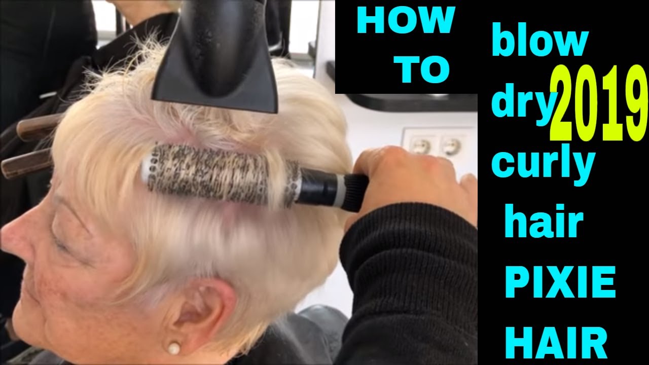 How to blow dry curly permed -pixie hair