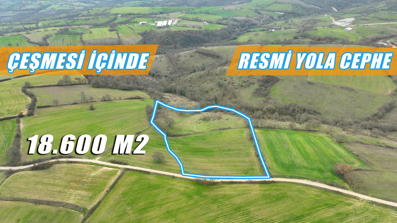 1825- Gönen Kocapınar'da İçinde Çeşmesiyle 18.600 m2 Resmi Kadastro Yoluna Cephe Tarla