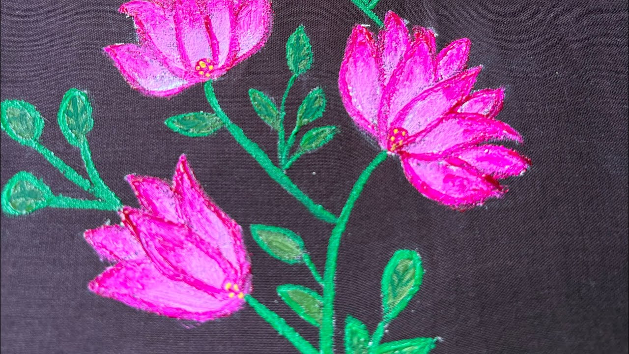 Fabric painting tutorial ❤️🪷🎨 #longvideo #fabricpainting #art #viral #trending #video 