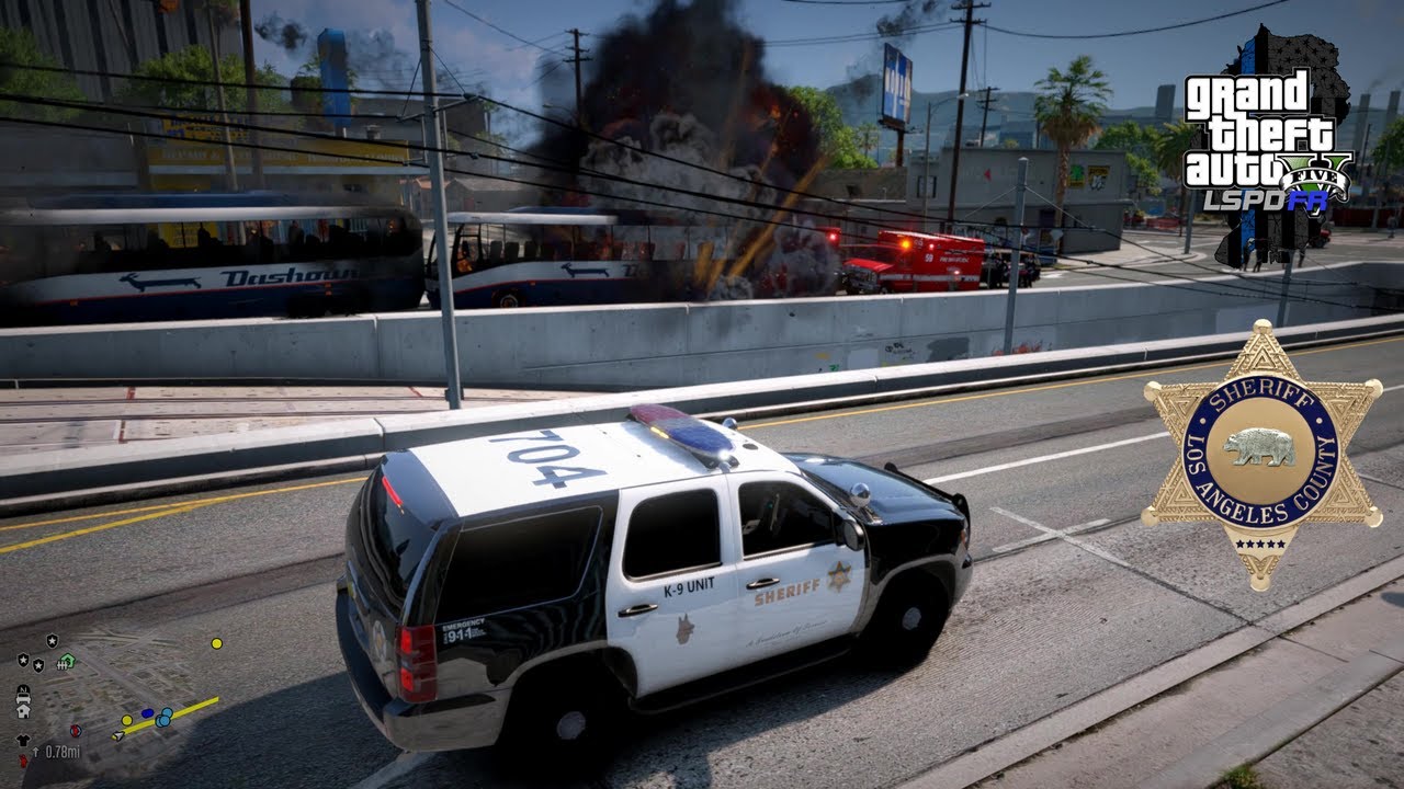 [NO COMMENTARY] GTA V LSPDFR | LASD K-9, GANG WAR GONE TOO FAR IN DAVIS.. MULTIPLE VEHICLES EXPLODED