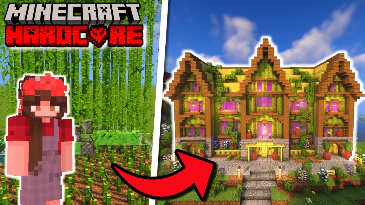 I built a GIANT Bamboo Mansion in Hardcore Minecraft