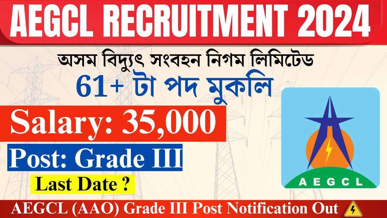 AEGCL  (AAO) Recruitment 2024 | AEGCL 61+ Vacancy | High Salary | How to Apply AEGCL New  post