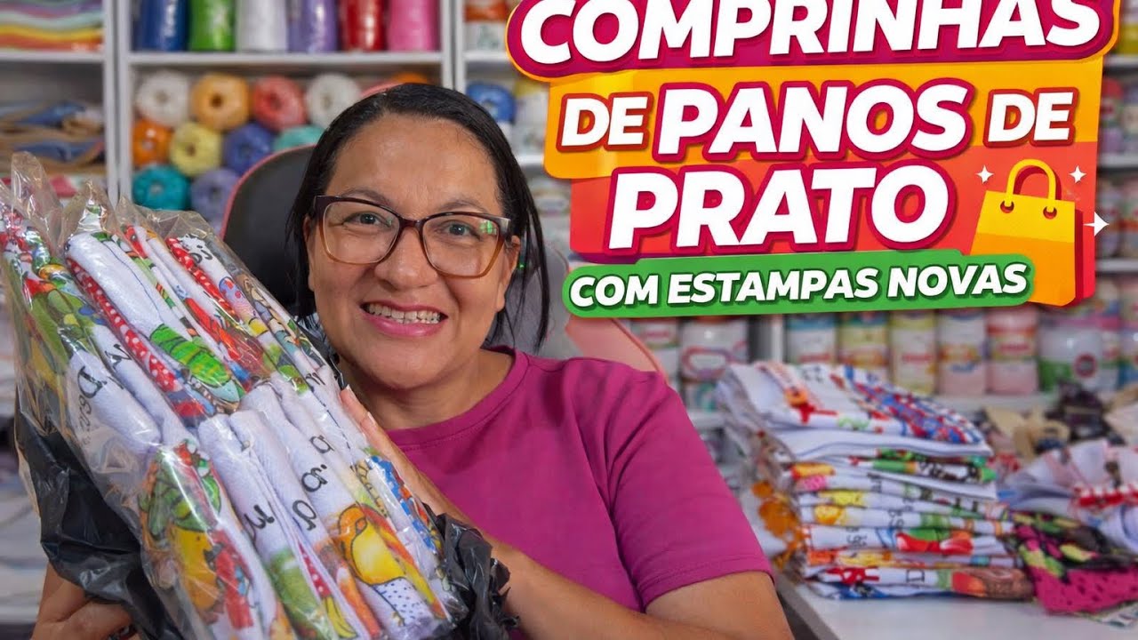 🛍️ Comprinhas, estampas novas lindas 😍#panosdeprato#comprinhas 