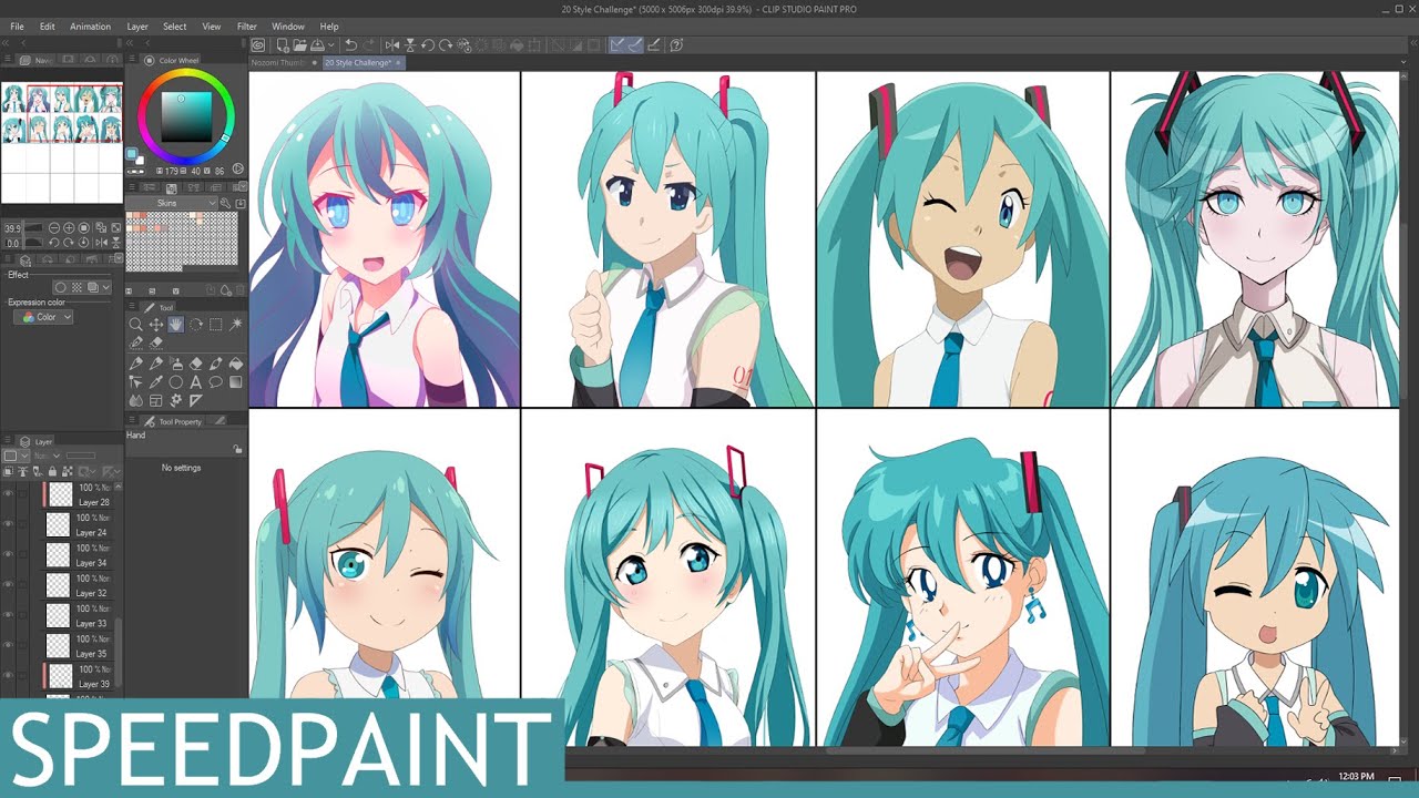 Speedpaint - 20 Style Challenge Part 1 with Hatsune Miku!