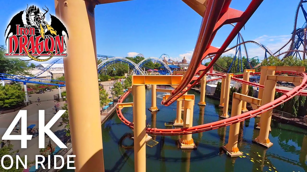 [4K] Iron Dragon 🎢 On Ride - CEDAR POINT